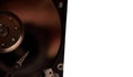 Computer hard disk on a white background. The disc is assembled. copy text space, selective focus on a data drive Royalty Free Stock Photo