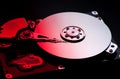 Computer hard drive on fire Royalty Free Stock Photo