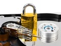 Computer harddrive and lock Royalty Free Stock Photo