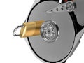 Computer harddrive and padlock Royalty Free Stock Photo