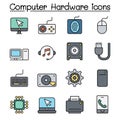 Computer Hardware color line icon set Royalty Free Stock Photo