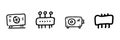 Computer Hardware Components Line Icon Set In Doodle Style. Graphics Card, Microchip, Projector, And Circuit Board Royalty Free Stock Photo