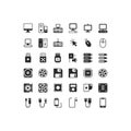 Computer Hardware and Data Storage Solid Icons Set Isolated on White Background Royalty Free Stock Photo