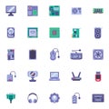 Computer hardware flat icons set