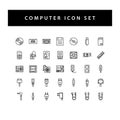 Computer hardware icon set with black color outline style design Royalty Free Stock Photo