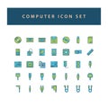 Computer hardware icon set with filled outline style design Royalty Free Stock Photo