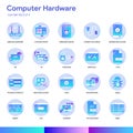 Computer Hardware Icon Set. Modern gradient style. Vector EPS 10