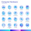 Computer Hardware Icon Set. Modern gradient style. Vector EPS 10