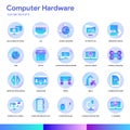 Computer Hardware Icon Set. Modern gradient style. Vector EPS 10