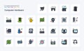 25 Computer Hardware Line Filled Style icon pack Royalty Free Stock Photo