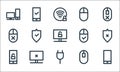 Computer hardware line icons. linear set. quality vector line set such as smartphone, electricity, smartphone, mouse, error, mouse