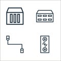 computer hardware line icons. linear set. quality vector line set such as speaker, usb cable, data storage Royalty Free Stock Photo