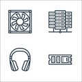 computer hardware line icons. linear set. quality vector line set such as ssd drive, headset, server Royalty Free Stock Photo