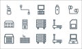 computer hardware line icons. linear set. quality vector line set such as computer, storage device, data storage, modem, keyboard