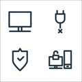 computer hardware line icons. linear set. quality vector line set such as unlocked, protection, broken cable Royalty Free Stock Photo