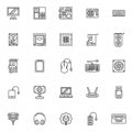 Computer hardware line icons set Royalty Free Stock Photo