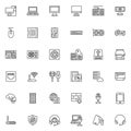 Computer and Hardware line icons set