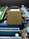 Computer Hardware. Motherboard, A close-up microchip with many electrical components placed on the Board Royalty Free Stock Photo