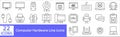 Computer Hardware and peripheral Icons Pack. Thin line icons set. Flat icon collection set Royalty Free Stock Photo