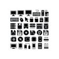 Computer Hardware and Peripheral Icons Set in Solid Style Royalty Free Stock Photo