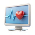 Computer health monitoring 3D icon isolated