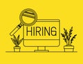 Computer with we are hiring message