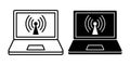 Computer Hotspot Black Icon Bundle for Wireless Sharing Royalty Free Stock Photo