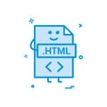 Computer html file format type icon vector design