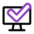 Computer icon. computer with checkmark. outline vector icon. can use for, icon design element,ui, web, mobile Royalty Free Stock Photo