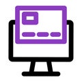 Computer icon. computer with credit card. outline vector icon. can use for, icon design element,ui, web, mobile Royalty Free Stock Photo