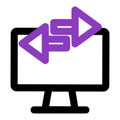 Computer icon. computer with data transfer. outline vector icon. can use for, icon design element,ui, web, mobile Royalty Free Stock Photo