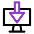 Computer icon. computer with download. outline vector icon. can use for, icon design element,ui, web, mobile Royalty Free Stock Photo