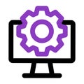 Computer icon. computer with setting. outline vector icon. can use for, icon design element,ui, web, mobile Royalty Free Stock Photo