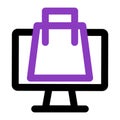 Computer icon. computer with shoping bag. outline vector icon. can use for, icon design element,ui, web, mobile Royalty Free Stock Photo