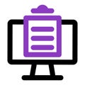 Computer icon. computer with task, clipboard. outline vector icon. can use for, icon design element,ui, web, mobile Royalty Free Stock Photo