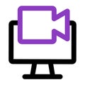 Computer icon. computer with video. outline vector icon. can use for, icon design element,ui, web, mobile Royalty Free Stock Photo