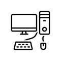 Black line icon for Computer, monitor and necessarily