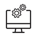 computer analysis icon, computer process symbol