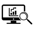 computer analysis, search, research icon vector