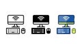 Computer icon represented by a monitor, keyboard and mouse Royalty Free Stock Photo
