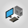 The computer icon. PC, desktop symbol.3D isometric. Flat Vector Royalty Free Stock Photo