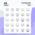 25 Computer Icon Set. 100% Editable EPS 10 Files. Business Logo Concept Ideas Line icon design Royalty Free Stock Photo