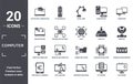 computer icon set. include creative elements as laptop with a graduation cap, computers, save file, connected folder data, data Royalty Free Stock Photo