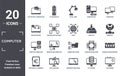 computer icon set. include creative elements as laptop with a graduation cap, computers, save file, connected folder data, data