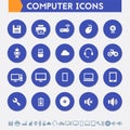 Computer icon set. Material circle buttons Royalty Free Stock Photo