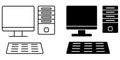 Computer icon sheet, simple trendy flat style line and solid Isolated vector illustration on white background. For apps, logo, Royalty Free Stock Photo