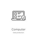 computer icon vector from data protection collection. Thin line computer outline icon vector illustration. Outline, thin line Royalty Free Stock Photo
