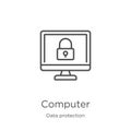 computer icon vector from data protection collection. Thin line computer outline icon vector illustration. Outline, thin line Royalty Free Stock Photo