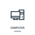 computer icon vector from hardware collection. Thin line computer outline icon vector illustration Royalty Free Stock Photo