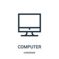 computer icon vector from hardware collection. Thin line computer outline icon vector illustration Royalty Free Stock Photo